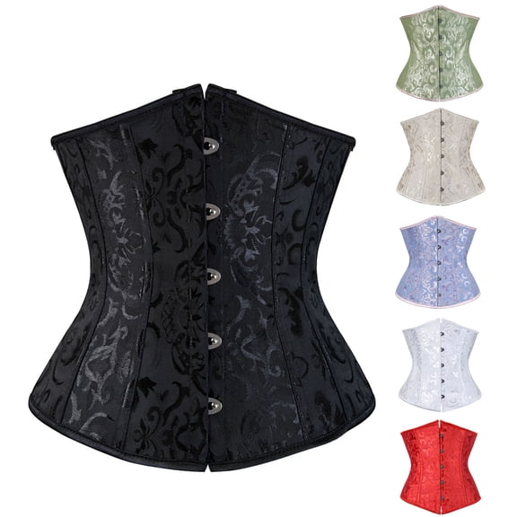 WHEANG Shapewear Tummy Control Belt Women Jacquard Corset Waist Trainer Vintage Court Slimming Belt Tight Shaping Cincher Hourglass Body Shapewear for Daily Outfits L White