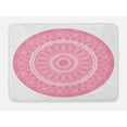thumbnail image 1 of Pink Mandala Bath Mat, Circular Cosmos Motif with Geometric Culture Lines Colorful Illustration, Plush Bathroom Decor Mat with Non Slip Backing, 29.5" X 17.5", Pale Pink White, by Ambesonne, 1 of 2