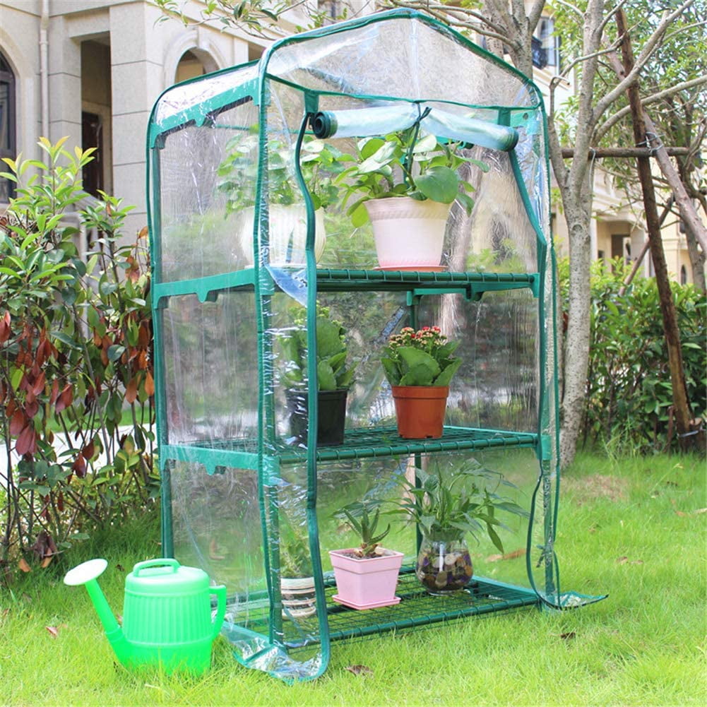 SLGHLSAHG Mini Greenhouse Replacement Cover, 3 Tier Clear PVC Garden Plant Cover Waterproof Tarp Tent for Indoor Outdoor Herb Flower Growing (Shelf not Included) A6073