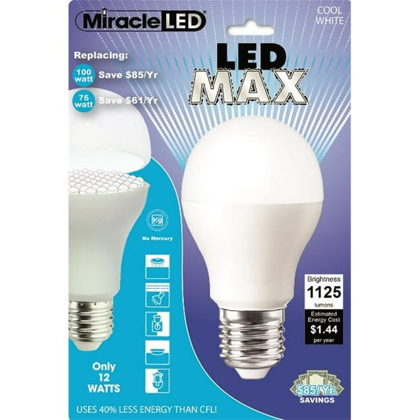 Miracle LED 605031 12 Watts (100 Watts) LED Cool Ampoule MAX 1125 Lumens Blanc Froid