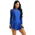 thumbnail image 3 of Aiihoo Women's Lyrical Ice Figure Ice Skating Dress Turtleneck Long Sleeve Ballet Dance Leotard Dress Royal Blue Large, 3 of 7