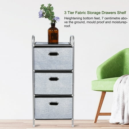 Closet Storage Collections Fabric Drawers,Ymiko 3 Tier Fabric Storage Drawers Shelf Wardrobe Closet Organizer Collection for Home Bedroom ()
