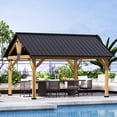 thumbnail image 4 of 15' x 13' Wooden Hardtop Gazebo with Ceiling Hook, 4 of 11