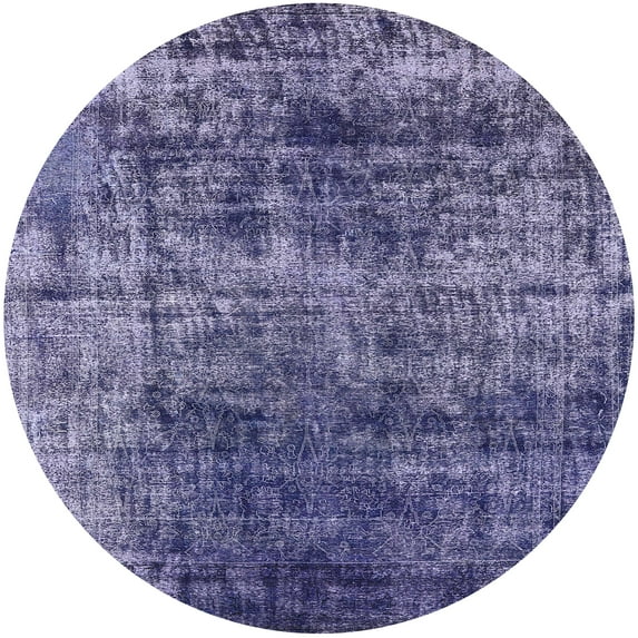 Ahgly Company Indoor Round Mid-Century Modern Purple Oriental Area Rugs, 5' Round