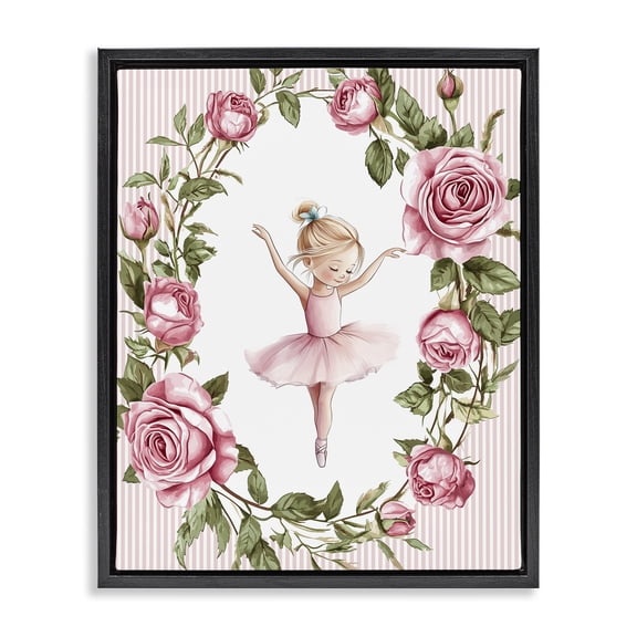 Stupell Industries Little Rose Dance Black Framed Floater Canvas Wall Art, design by Christine Simpson Art
