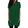 thumbnail image 1 of WEAIXIMIUNG T-Shirts Graphiques pour Femmes avec Chien, Mode Décontractée, Couleur Unie, Col Rond, Manches Courtes, Poche, Long Haut, 1 of 4