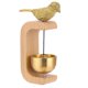 thumbnail image 1 of Timbre de puerta Milnnie magnético de latón y madera de haya con pájaro, 1 of 6
