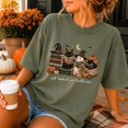 thumbnail image 2 of All Booked for Halloween Shirt, Ghost Cat Witch Books Comfort Colors Unisex Graphic Tee - Moss, S, 2 of 4