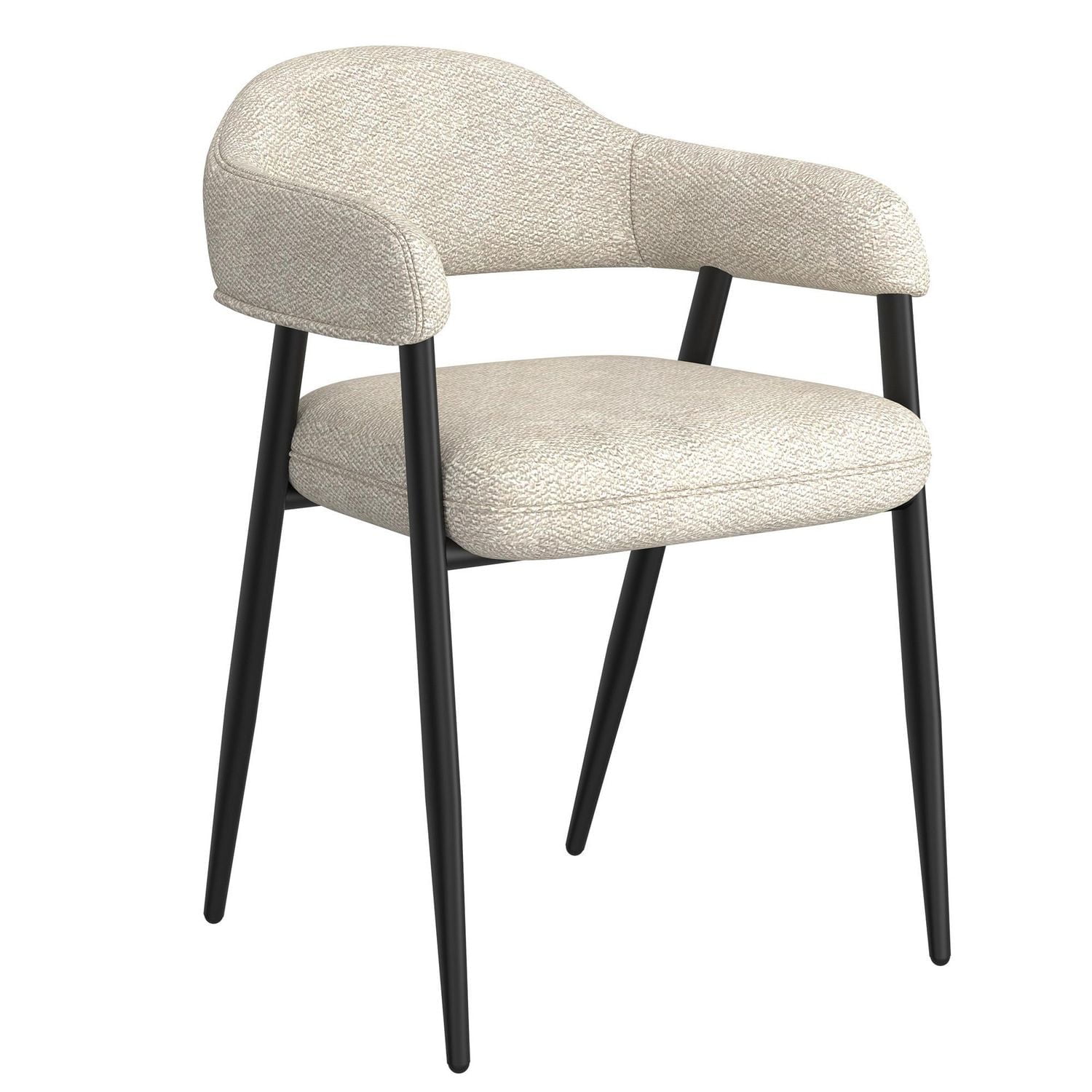 Contemporary Fabric and Metal Dining Chair, Set of 2 - Beige and Black