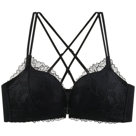 fheaev Front Closure Bras For Women No Underwire Front Buckle Sexy Lace Beautiful Back Adjustable Shoulder Strap Front Buckle Support Everyday Bra Minimizer Bra