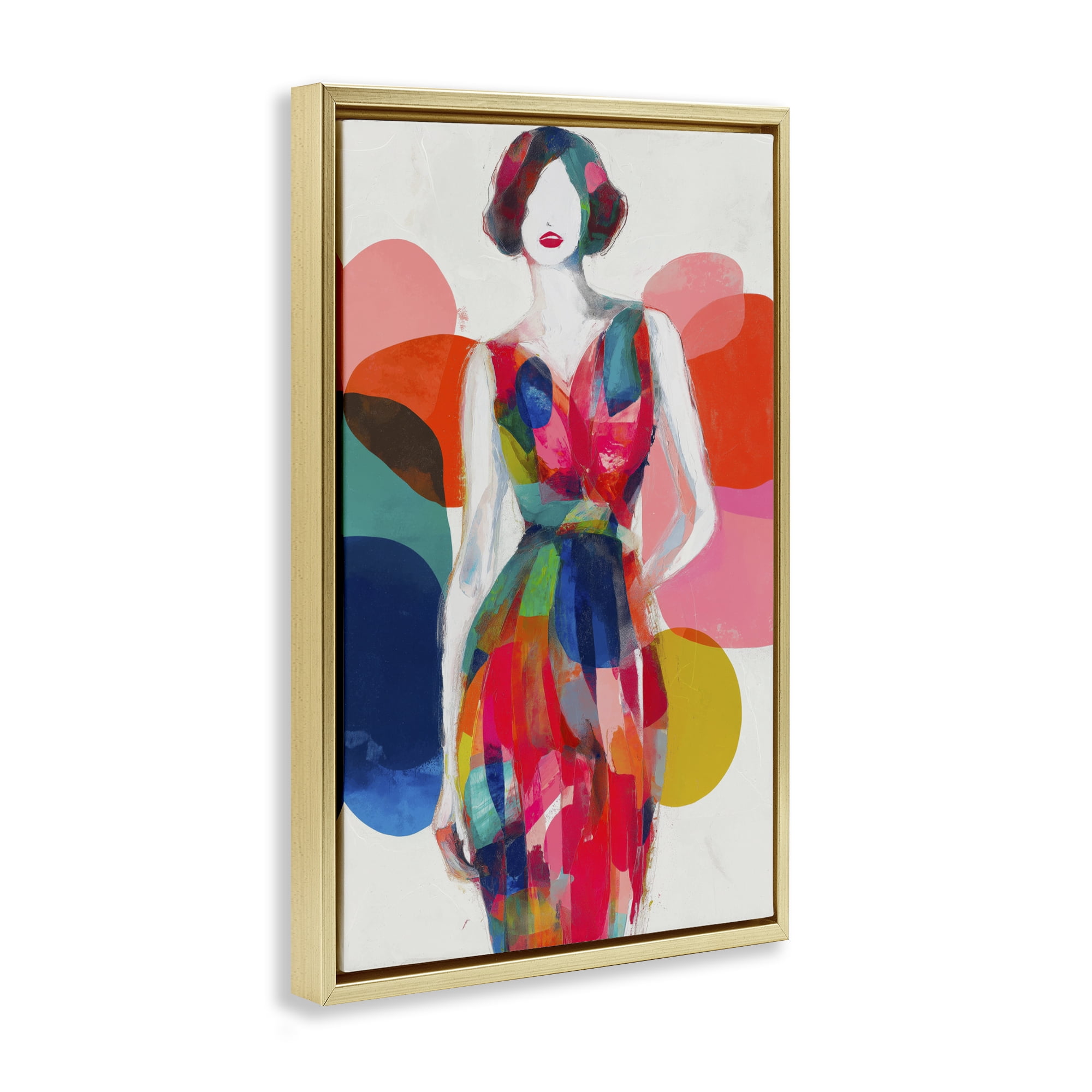 Stupell Industries Deco Fashion Woman Gold Framed Floater Canvas Wall Art, design by Chromatic Storm Studio