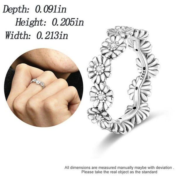 Anillos de plata de ley 925 originales para mujer sortijas apilables con forma de corazon infinito margaritas y flores joyeria Original de plata