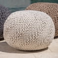 thumbnail image 2 of GDF Studio Vidar Outdoor Handcrafted Modern Fabric Weave Pouf, Ivory, 2 of 9