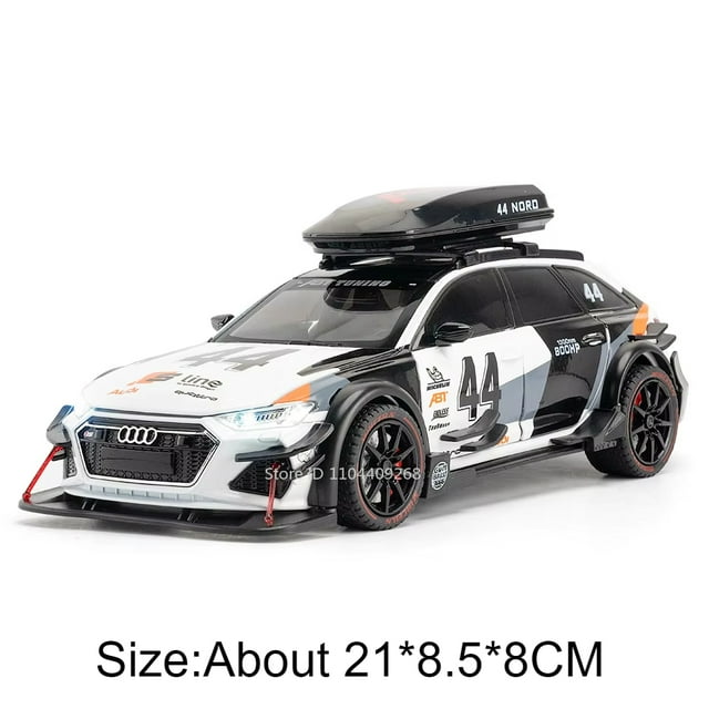 1:24 RS6 R8 V10 Plus Sports Car Model Toy Diecast Metal Simulation Sound Light Supercar Models Collection Kids Toys Gifts RS6 White
