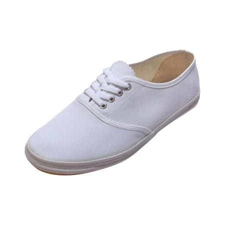 hopeusnice Clearance Women s Canvas Sneakers Lace Up Low Top Shoes Comfortable Breathable Lightweight Walking Shoes Flats White 42