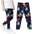 thumbnail image 5 of Frostluinai Pumpkin Leggings for Little Girl Toddler Boy 3-8Y Halloween Party Tights Hight Waist Stretch Workout Yoga Leggings for Kids, 5 of 6