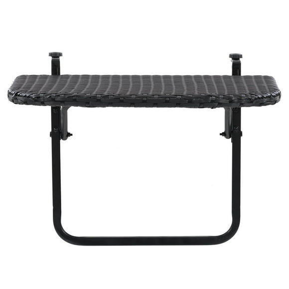 CorLiving Parksville Black Rattan Foldable Balcony Table