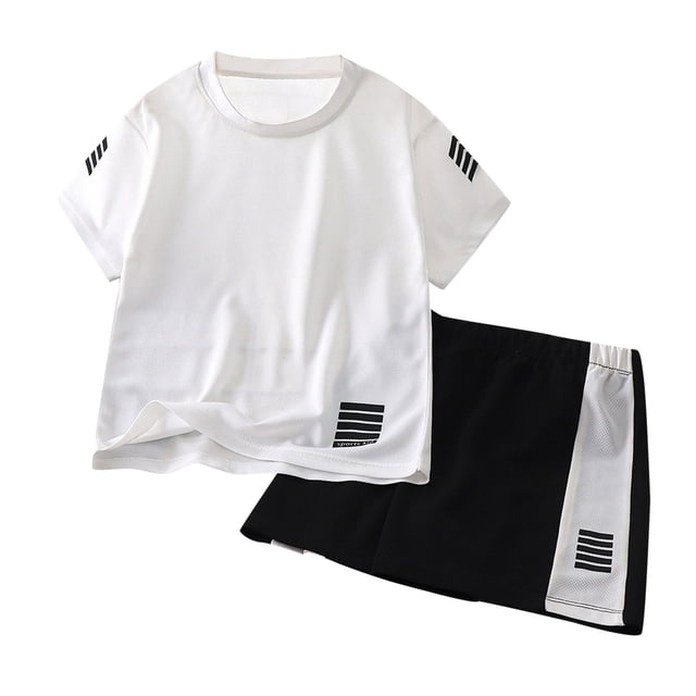 Kcodviy Enfants Tout-Petits Bébé Unisexe Enfants Tenues d'Automne Garçons Printemps Été Imprimé Court Garçons Shorts Courts Ensembles Manche Sports T-Shirt Shorts pour Bébé Garçon Tenues Vêtements