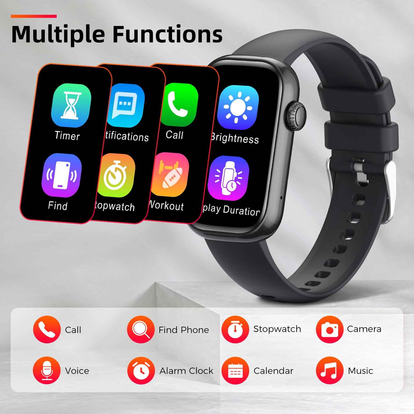Pakrys QS50 Smart Watch for Women with 1.47” Full Touch Screen Smartwatch with Bluetooth Call 100+ Sports Modes Fitness Tracker with IP68 Waterproof for iOS Android