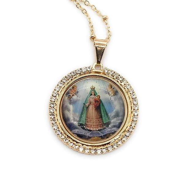 Collar LESLIE BOULES Virgen Caridad del Cobre, Oro de 18 quilates, Pla