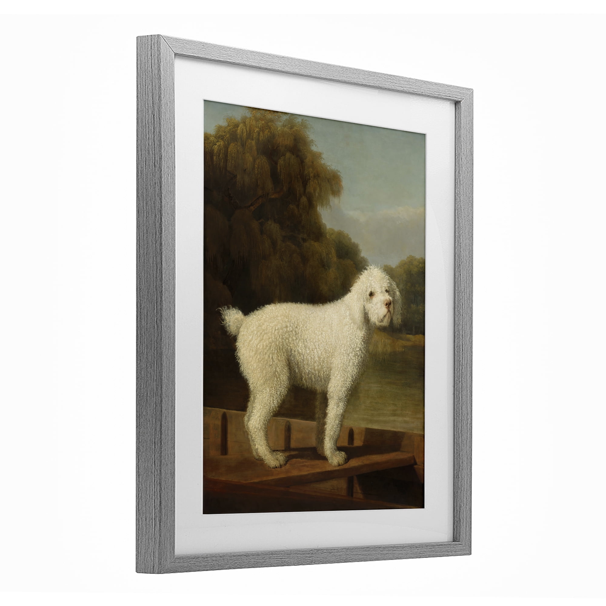 Stupell Industries White Poodle in a Punt Gray Framed Print Under Glass, design by Tina LeCour