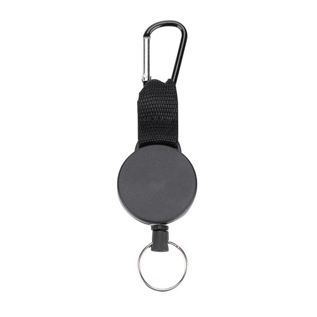 Llavero retráctil de acero inoxidable de 60 cm con cierre antipérdida.