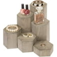 thumbnail image 3 of MyGift Set of 6 Rustic Brown Wood Hexagonal Jewelry Display Risers, 3 of 7