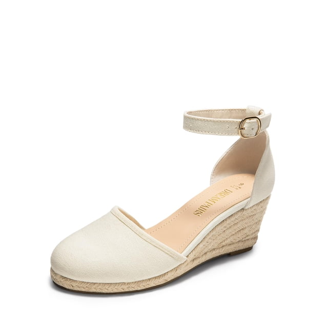 Sandalia DREAM PAIRS AMANDA-2 Beige de Lona con Cuña y Tacón de 6 cm