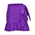 thumbnail image 5 of DORKASM Women's Wrap Skirt Swim Cover-Up with Ruffle Hem - Sarong for Elegance Purple S, 5 of 5