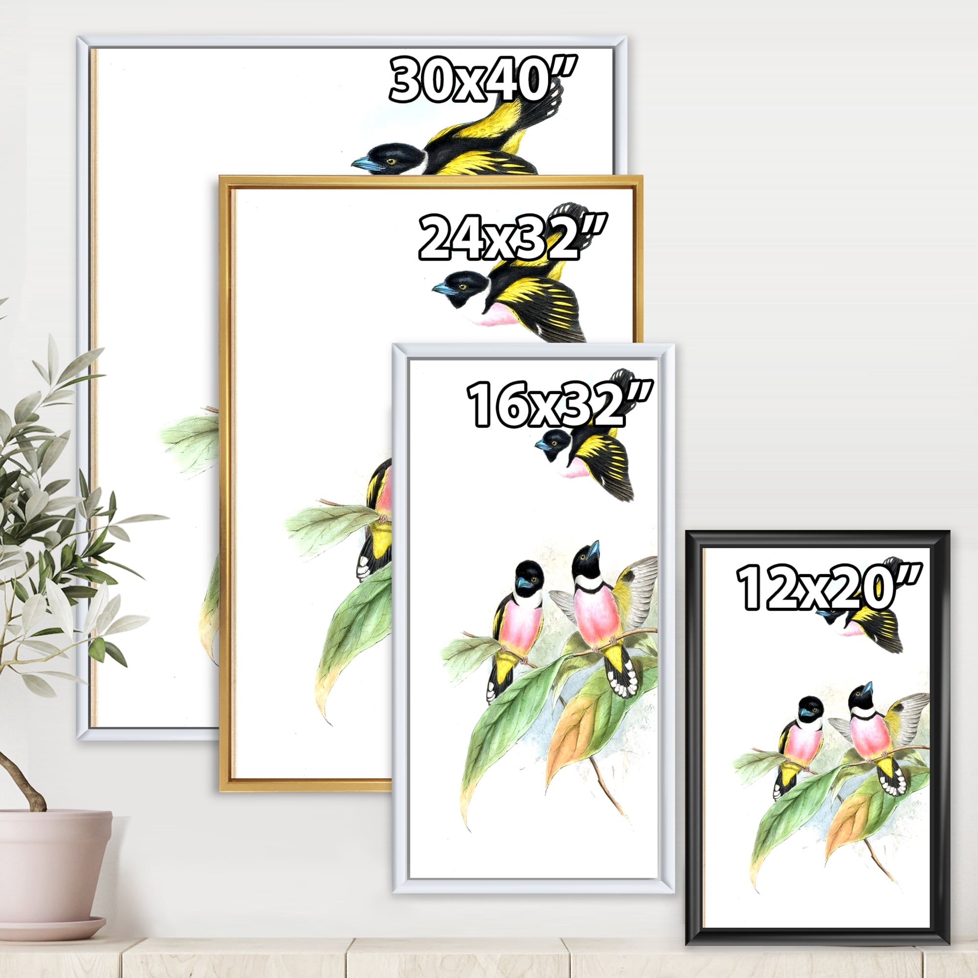 Designart 'Ancient Birds III' Traditional Framed Canvas Wall Art Print