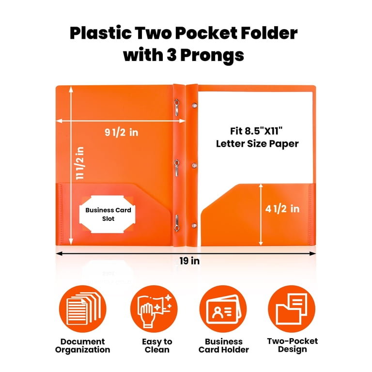SUNEE 3-Prong Plastic Folders with Pockets, 6 Count photo 6