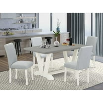 East West Furniture 5-Pc Dining Table Set Includes 4 Mid Century Chairs with Upholstered Seat and High Back and a Rectangular Kitchen Table - Linen White Finish