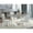 White, variant on East West Furniture 5-Pc Dining Table Set Includes 4 Mid Century Chairs with Upholstered Seat and High Back and a Rectangular Kitchen Table - Linen White Finish