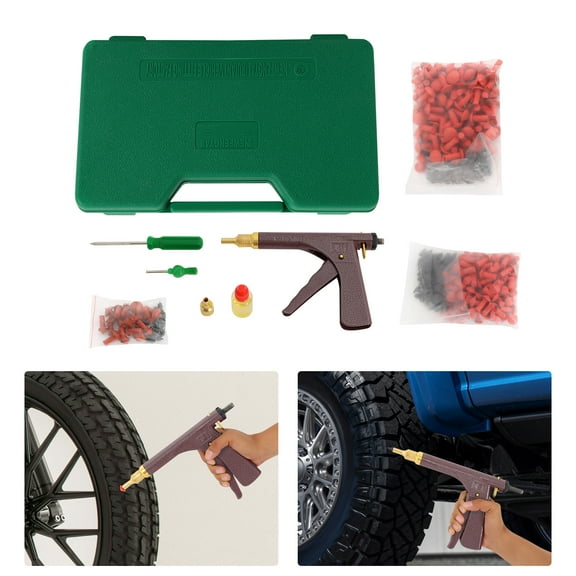 Tubeless Tire Repair Gun Kit - 170 Plugs & Accessories for Cars, Motorcycles, ATVs - #45 Steel Construction, No Tire Removal Needed