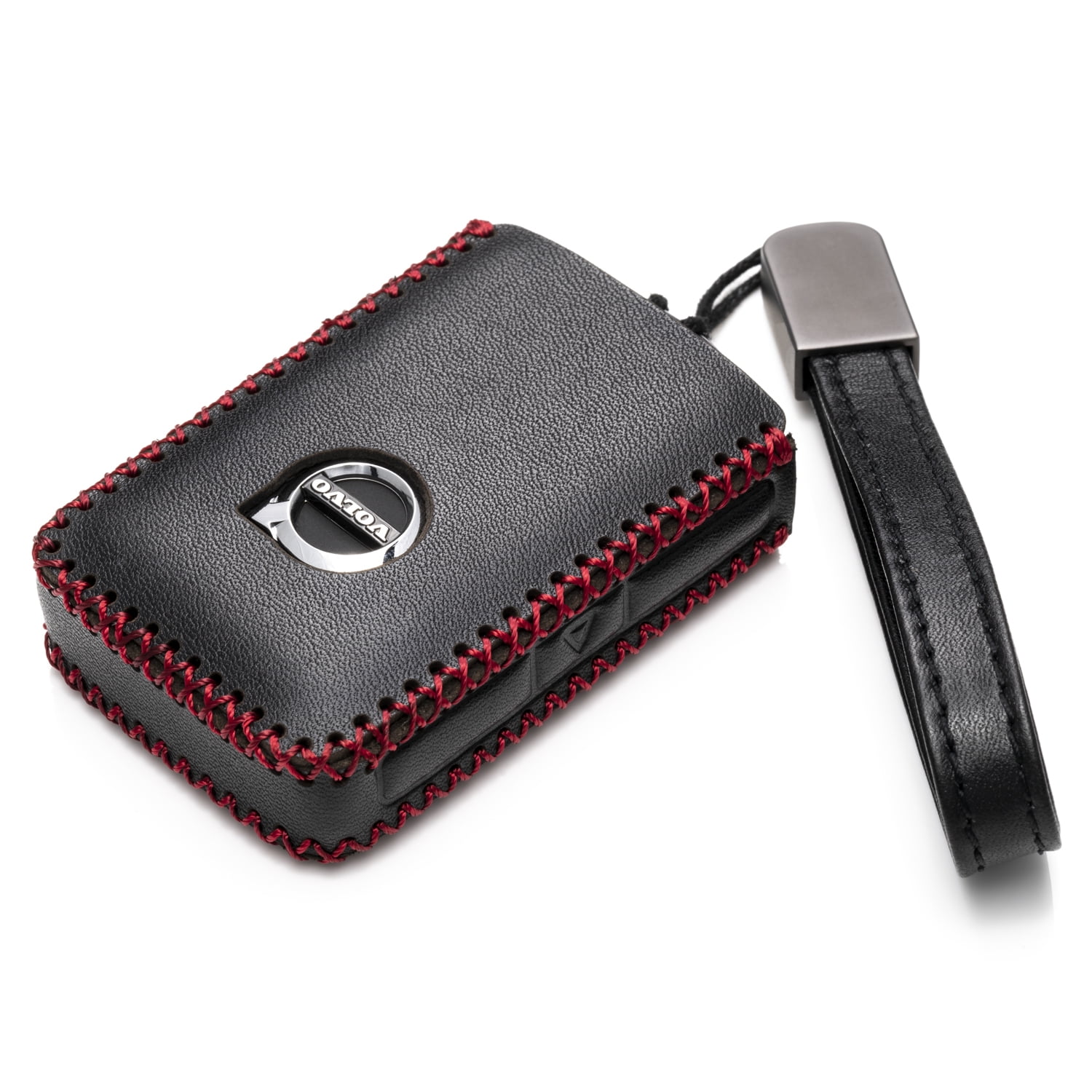 Vitodeco Genuine Leather Flip Key Fob Case Cover Compatible with KIA New  Emblem 2021-2022 (4-Button, Black)