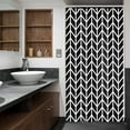 thumbnail image 4 of Gray Grey Stall Small Dorm Grey Half Size Fabric Shower Curtain Liner for Bathroom Stand Up 36x72 Inches Wide Single Narrow Chevron Herringbone Geometric RV Tiny Walkin Polyester Bathroom, 4 of 6