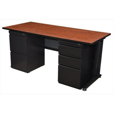 60 In. Double Ped Desk - Cherry