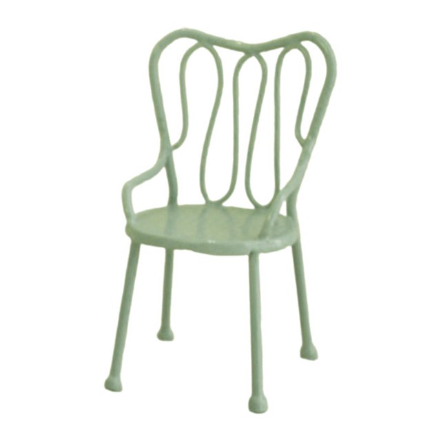 Silla en miniatura para casa de muñecas, estilo nórdico, de hierro, juguete ligero para niños, bricolaje Verde