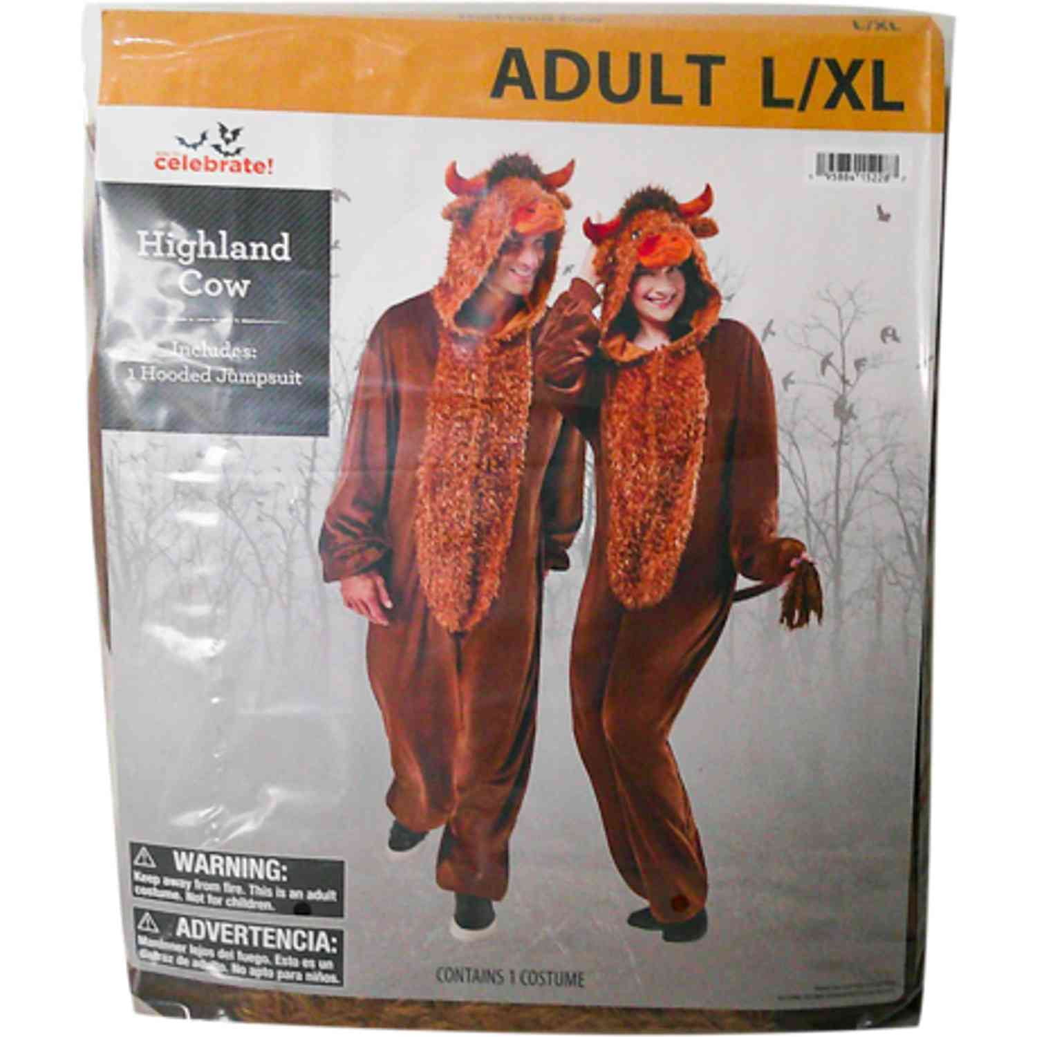 Highland Cow Jumpsuit Halloween Costume for Adults, Unisex Adult Size S (28/34), by Way to Celebrate