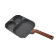thumbnail image 3 of Bandeja Para Freír De Huevo, Sartén De Desayuno De 3 Sección De 3 Sección Con Manija De Calor, Incluso Cocción, Diseño Negro Elegante, Aluminio, Plástico Fenólico, 3 of 7