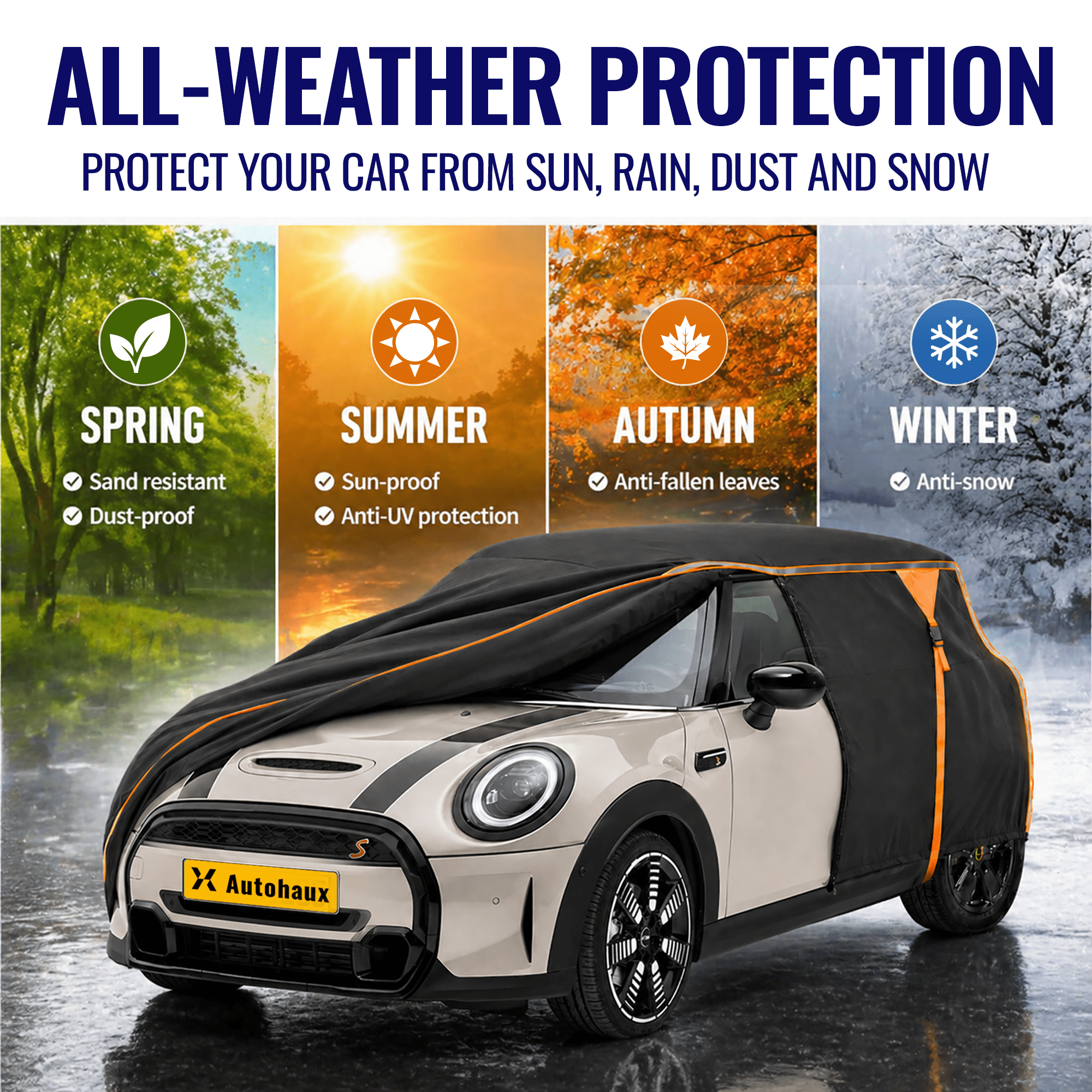 Unique Bargains 210D-PU Outdoor Car Cover for BMW Mini Cooper S 2 Door 2002-2024