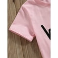 thumbnail image 6 of Suealasg Little Girls Summer Outfits 1T 2T 3T 4T 5T Kids Girls Short Sleeve Letter Print Tops Cow Print Flared Pants Sets Toddler Girls Pants Sets, 6 of 7