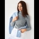 thumbnail image 4 of Suéteres Acanalados para Mujer, Lindos Suéteres de Punto de Cuello Alto, Ajustados y Cálidos Gris un Tamaño, 4 of 9