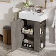 thumbnail image 2 of 22" Sturdy Modern Freestanding Vanity Cabinet, Modern Bathroom Cabinet with Ceramic Sink, Freestanding Vanity with Soft Close Door for Bathroom, Dark Gray, 2 of 9