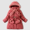 thumbnail image 4 of Povozer Girls' Long Winter Coats Warm Parka Lined Puffer Jacket Thicken Fleece Hooded Coat with Collar for Girls(Watermelon Red,9-10 Years), 4 of 6