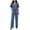 Blue, variant on Bixock Women Fall and Winter Outfit Set,Women Two-piece Set,Casual Set for Women V Neck Short Sleeve Denim Shirt and Flared Jeans With Tie Waist Set