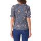 thumbnail image 3 of INSPIRAR CHIC Blusa de Mujer con Volantes Florales, Cuello en V, Mangas Cortas Abullonadas, Talla L, Gris Azul, 3 of 6