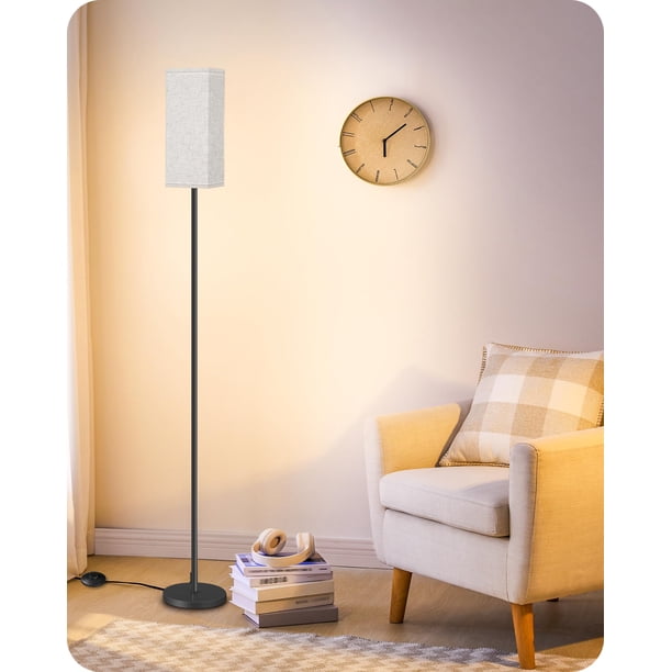 Lámpara de Piso GOEBLESON 164 cm Moderna con Interruptor de Pie Negra Beige