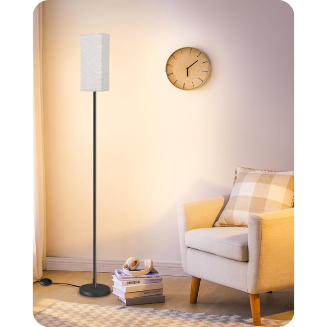 Lámpara de Piso GOEBLESON 164 cm Moderna con Interruptor de Pie Negra Beige
