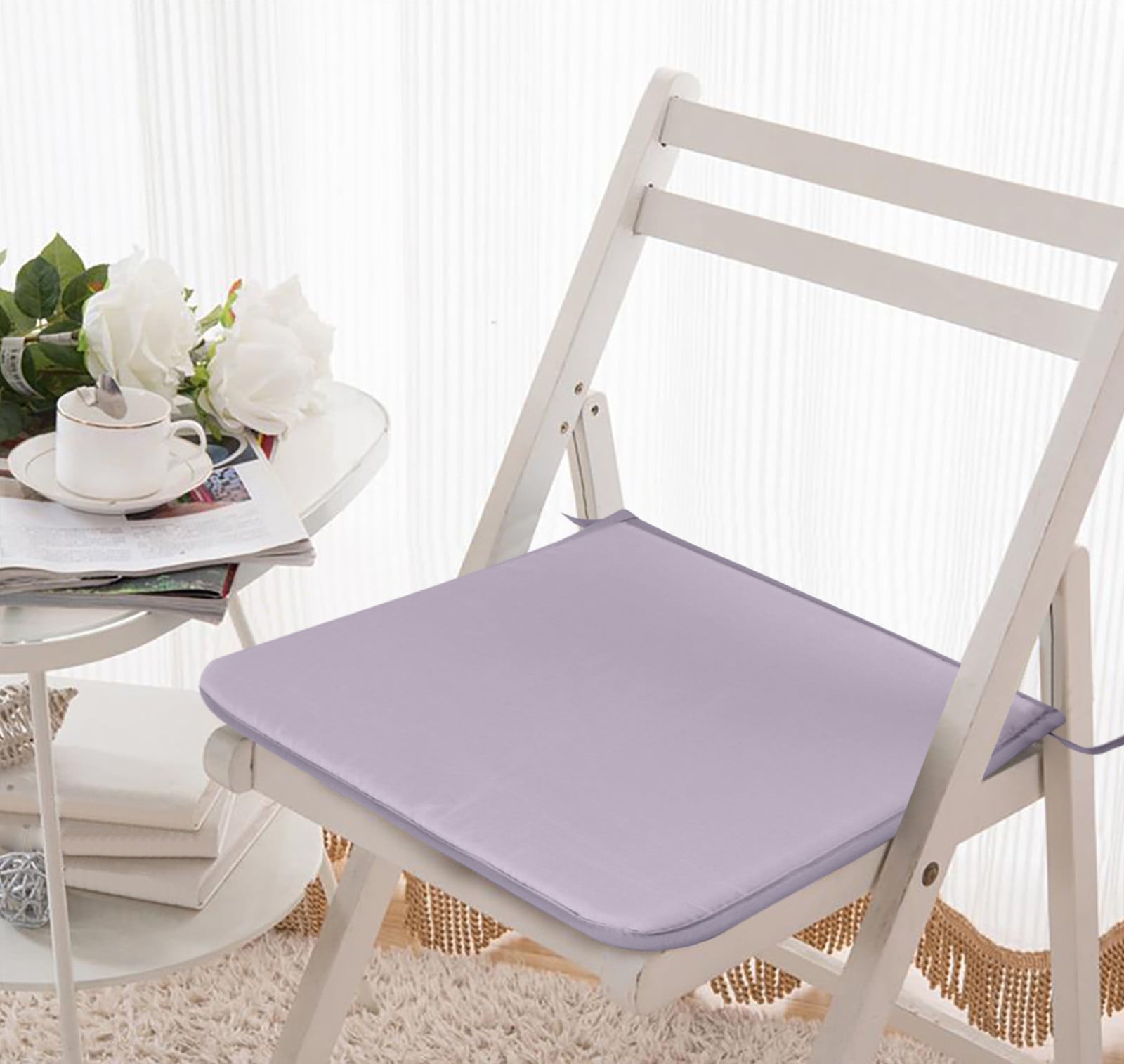 Fdelink Cushion Square Strap Garden Chair Pads Seat Cushion for Outdoor Bistros Stool Patio Dining Room Grey